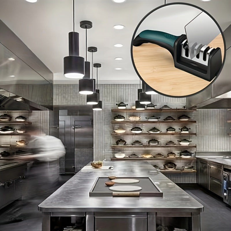 Professional oshxona pichog'ini silliqlash uchun Whetstone-Electro-Coated+Tungsten Diamond+Ceramic materiallari bilan. Tana PP+TPR dan tayyorlangan.