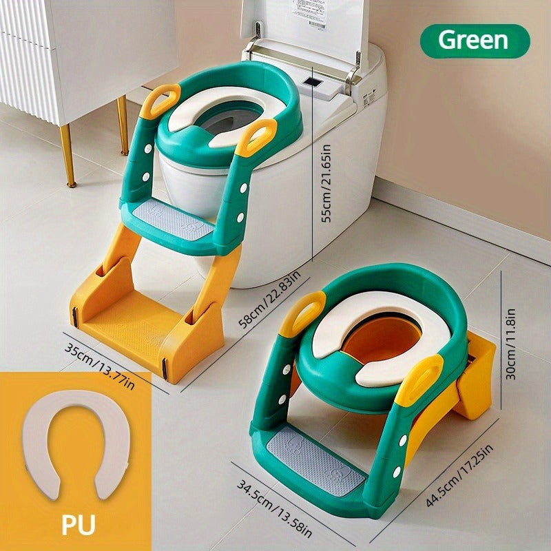 Foldable Toilet Training Seat for 3-6 Year Olds with Non-Slip Mat and Step Stool