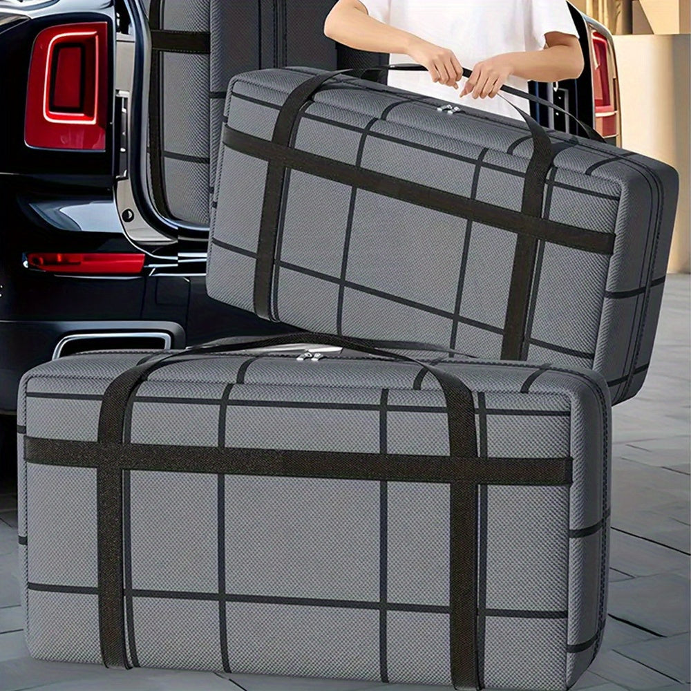 Waterproof Storage Bag with Checkered Design and Handles for Travel and Home Organization