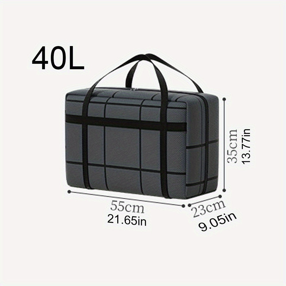 Waterproof Storage Bag with Checkered Design and Handles for Travel and Home Organization
