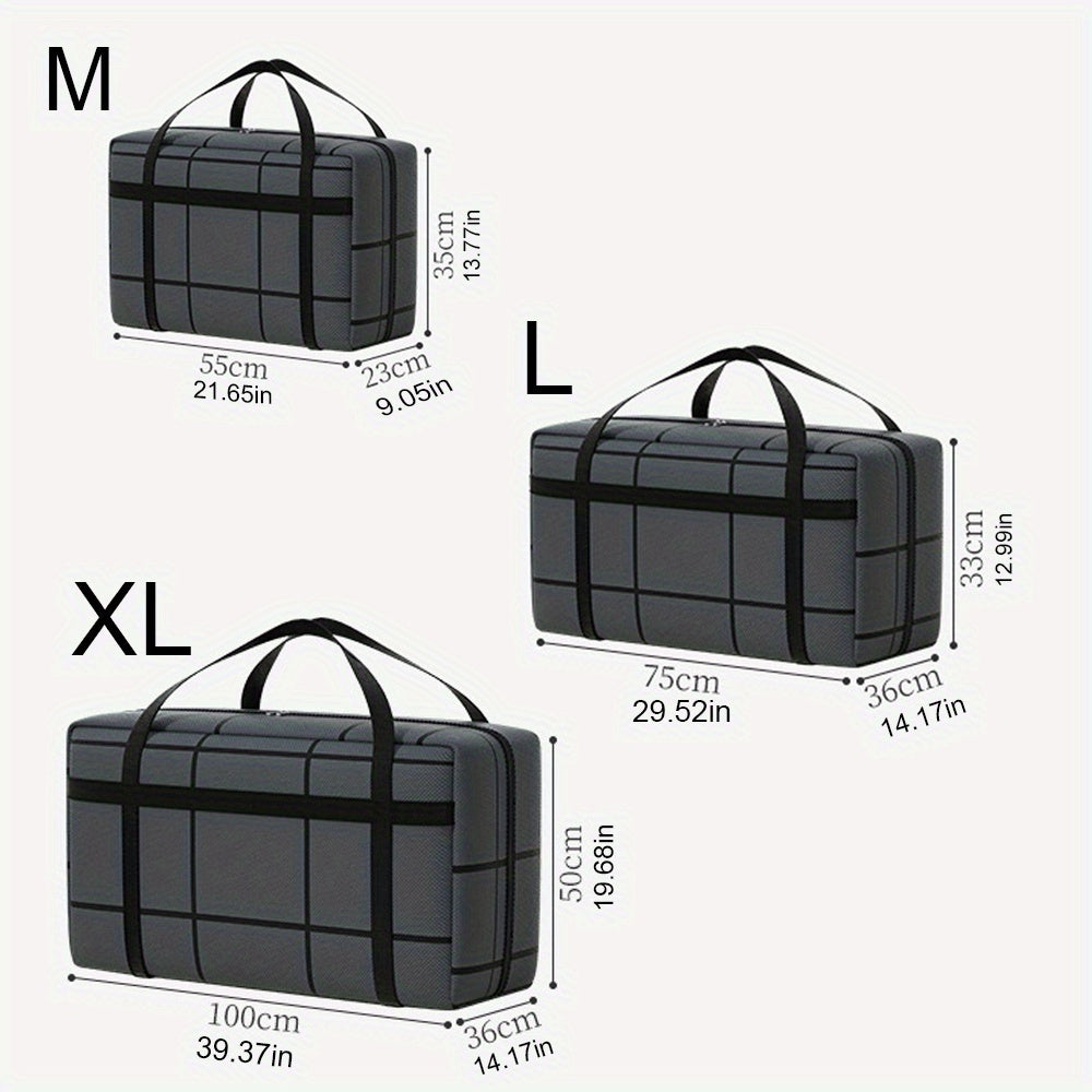 Waterproof Storage Bag with Checkered Design and Handles for Travel and Home Organization