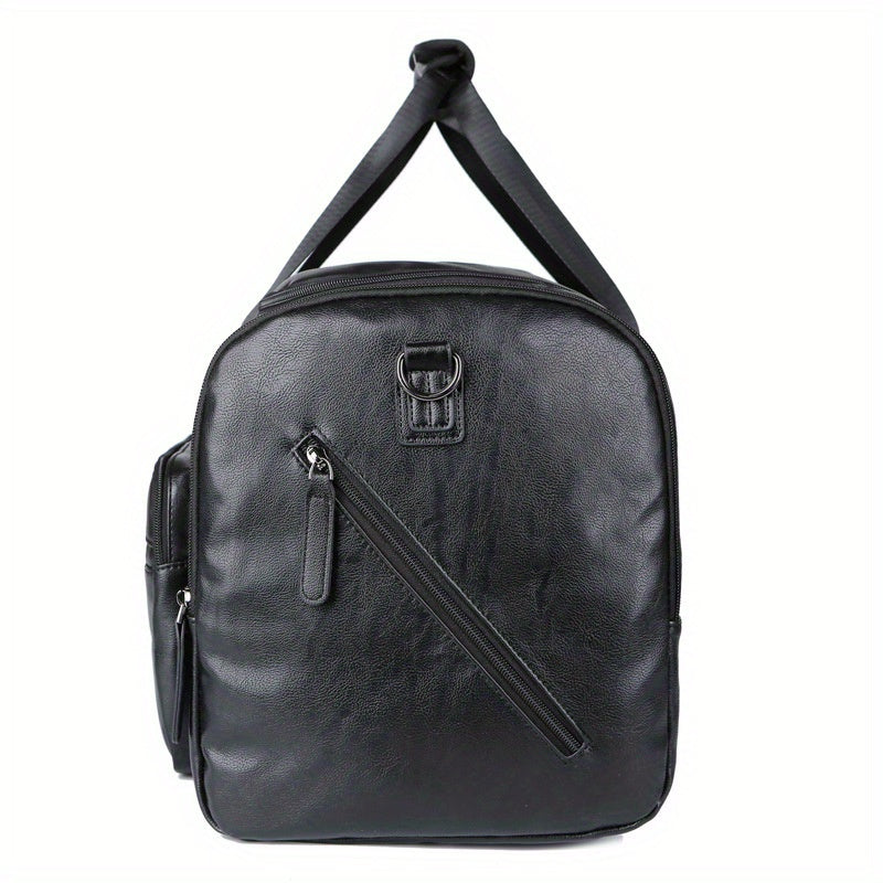 Men's PU Travel Bag Vintage Briefcase Style Large Capacity Shoulder Crossbody Black or Coffee