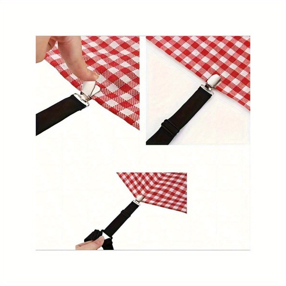 Bed Sheet Fasteners Metal Clips with Elastic Straps for Sofa Cushions and Bedding