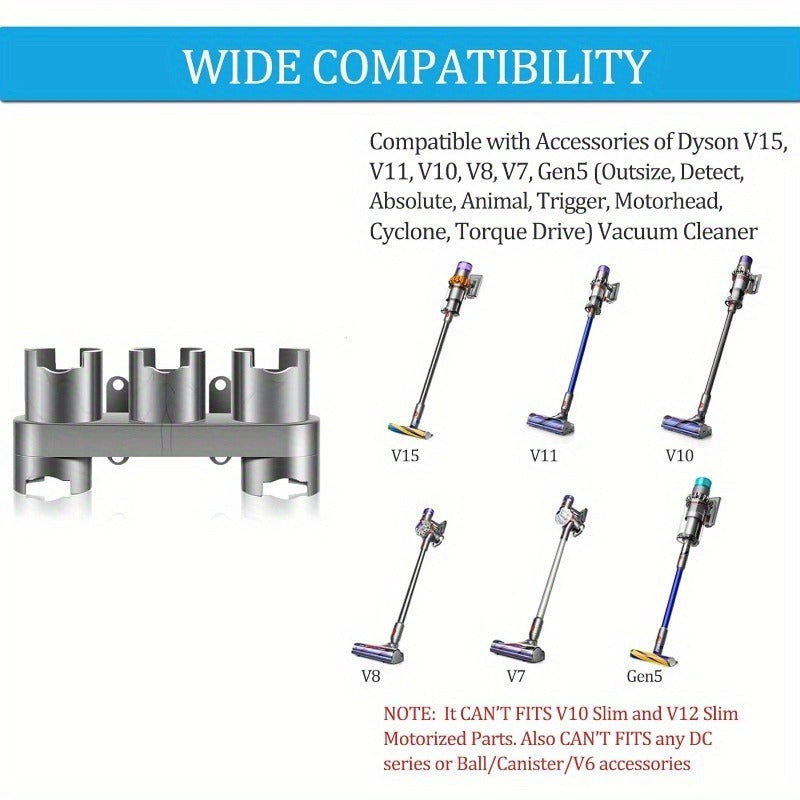 - Devorga o'rnatiladigan changyutgich aksessuarlarini saqlash uchun joyni tejovchi kulrang
- V7 va V15 modellari bilan mos keladi
- Qavat parvarish aksessuarlari uchun mustahkam kengaytma bazasi