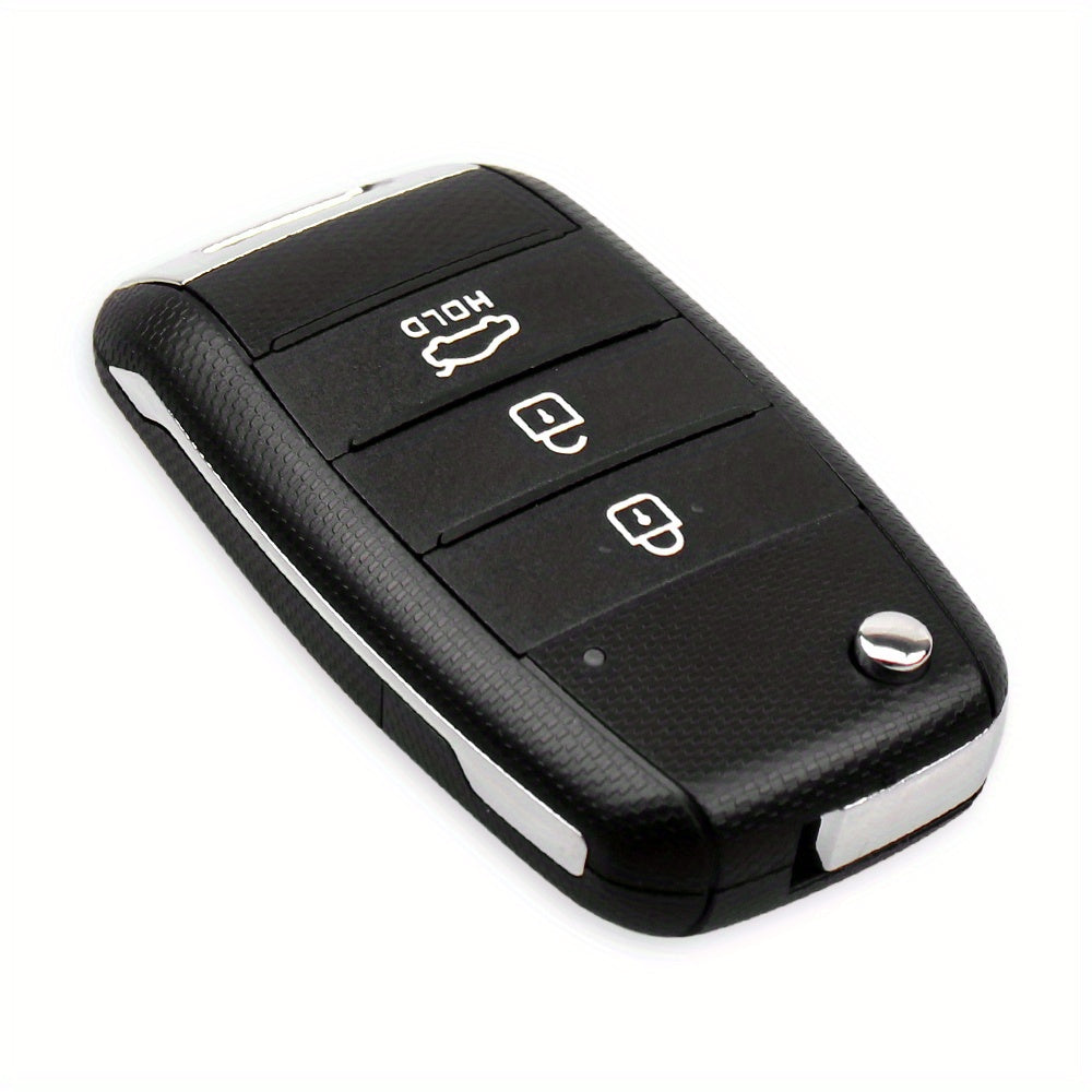 Car Key Shell Replacement Black ABS Metal 3 Button Fob Housing with Lock Unlock Panic