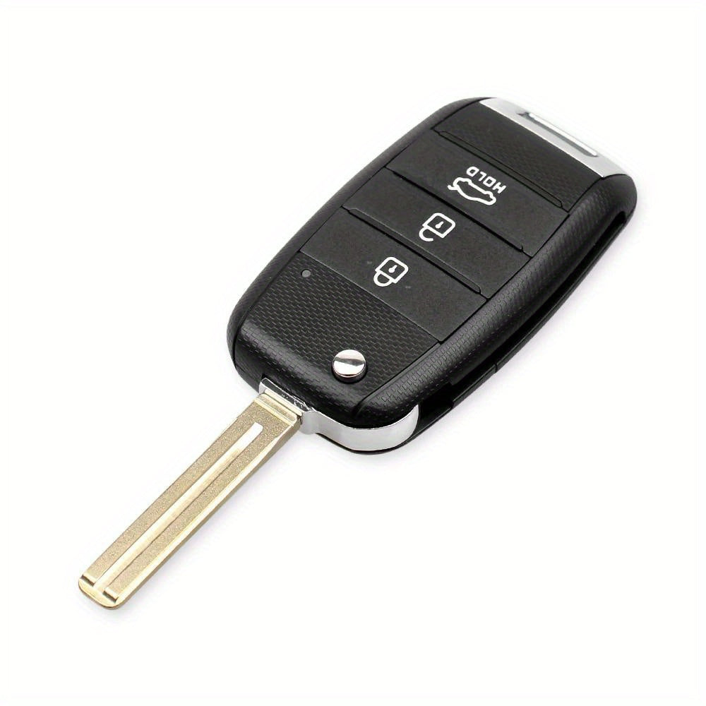 Car Key Shell Replacement Black ABS Metal 3 Button Fob Housing with Lock Unlock Panic