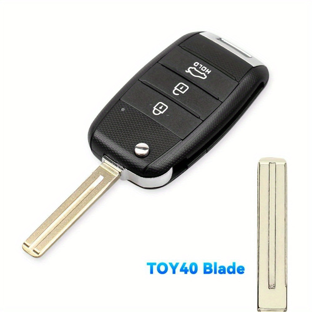 Car Key Shell Replacement Black ABS Metal 3 Button Fob Housing with Lock Unlock Panic