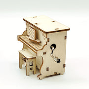 Wooden Music Box Handmade DIY Small Piano Music Combination Light Yellow