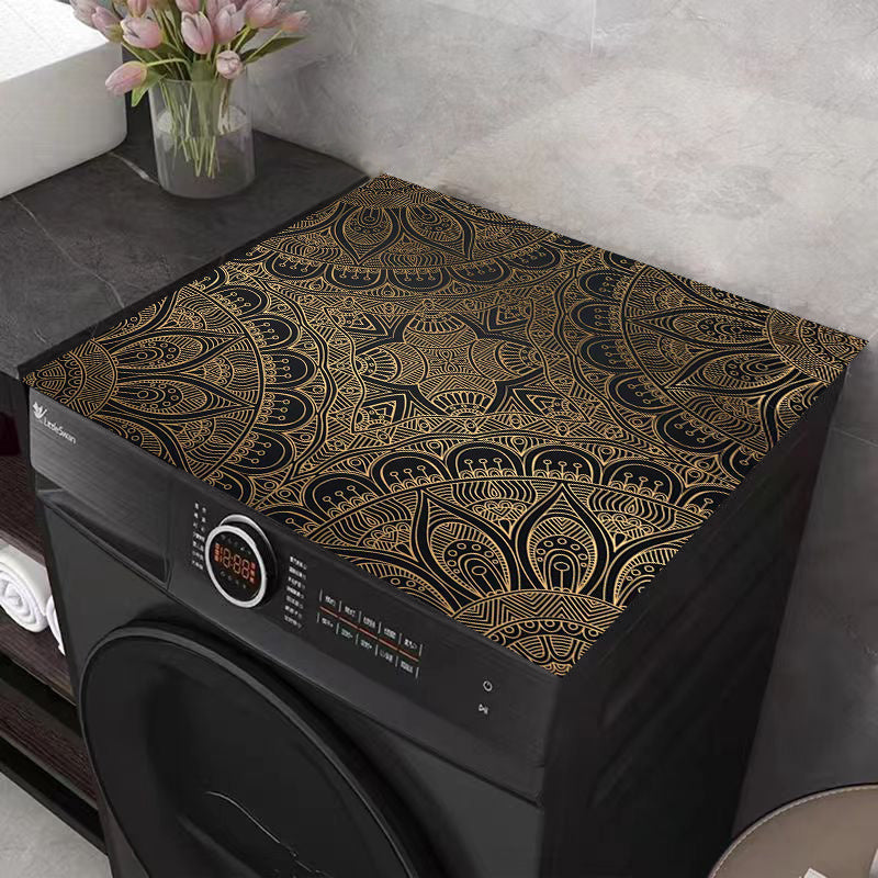 Funda de polvo gris para lavadora y secadora, alfombrilla superior sintética de secado rápido y absorbente