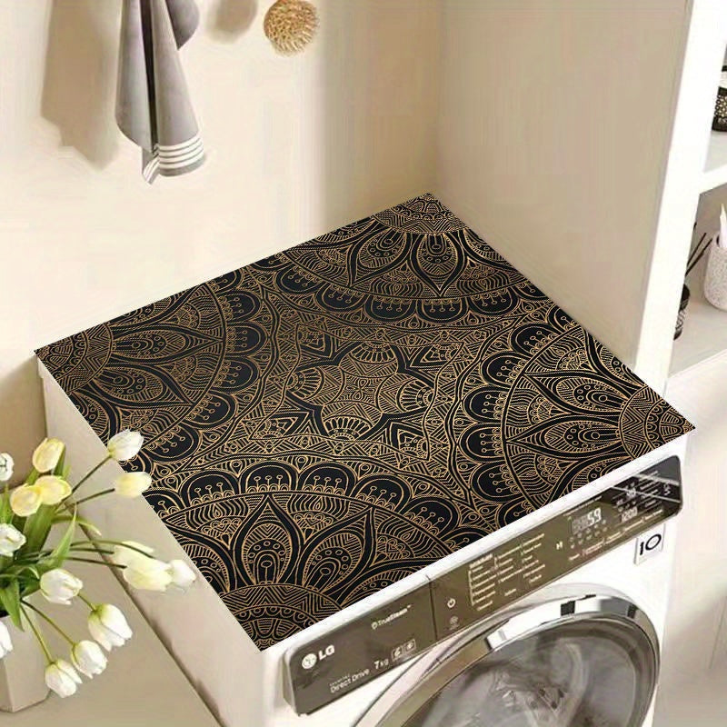 Funda de polvo gris para lavadora y secadora, alfombrilla superior sintética de secado rápido y absorbente