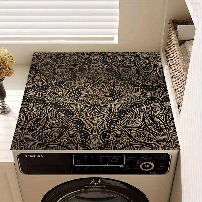 Funda de polvo gris para lavadora y secadora, alfombrilla superior sintética de secado rápido y absorbente