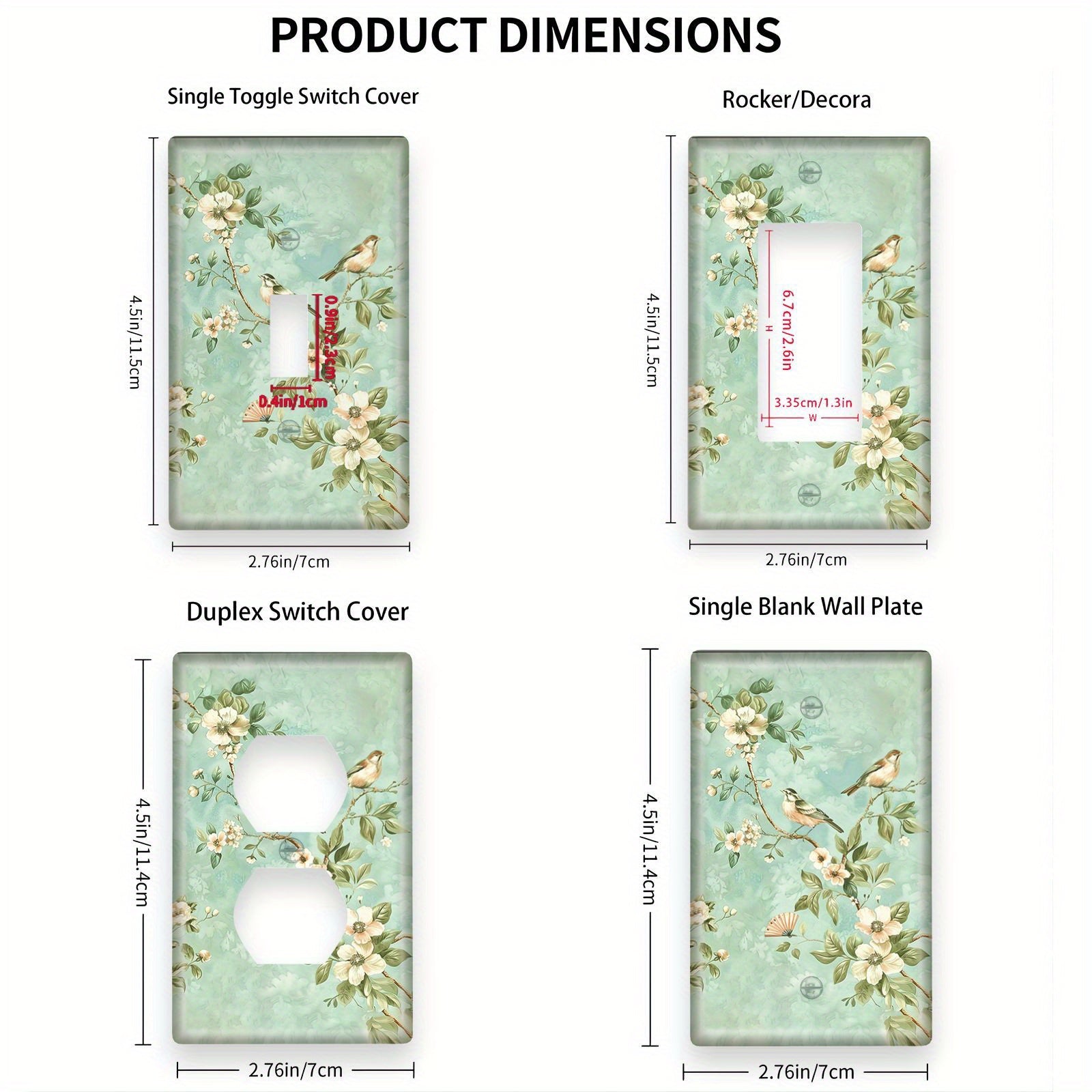 Floral Light Switch Cover Easy Install Battery-Free Home Decor