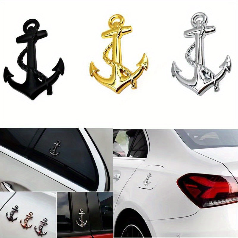 Emblema de ancla de barco pirata de metal para coches y barcos, decoración náutica