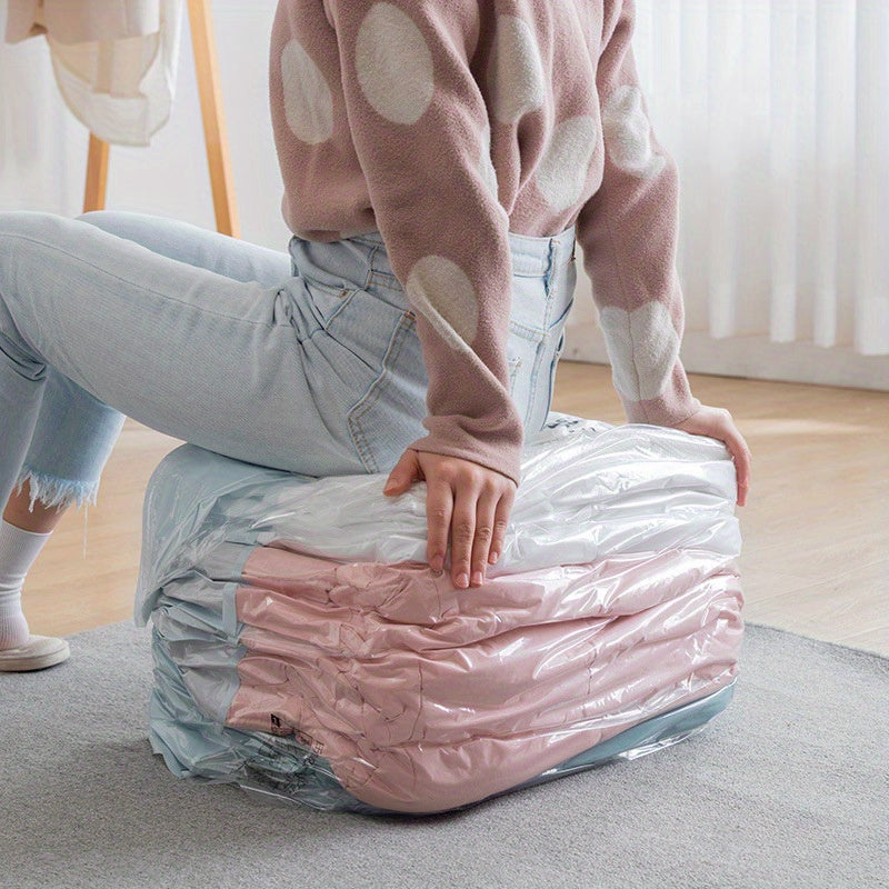 Vacuum Storage Bags for Clothing and Quilts Space-Saving No Pump Rectangular