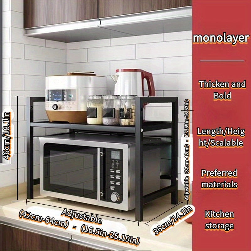 Estante ajustable de acero inoxidable para microondas, organizador expandible para encimera de cocina