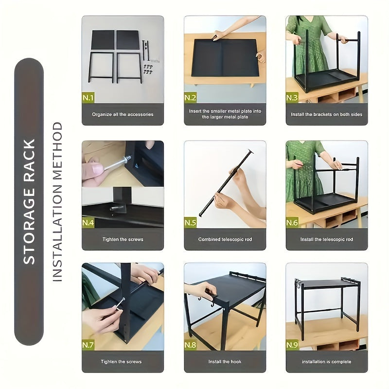 Estante ajustable de acero inoxidable para microondas, organizador expandible para encimera de cocina