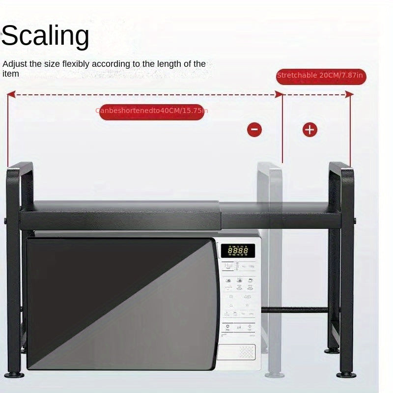 Estante ajustable de acero inoxidable para microondas, organizador expandible para encimera de cocina