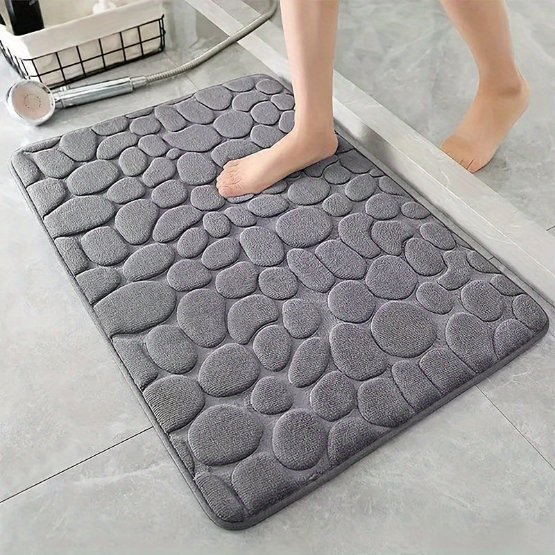 Alfombra de baño de adoquines suaves con espuma viscoelástica, lavable, antideslizante, de secado rápido para baño y dormitorio