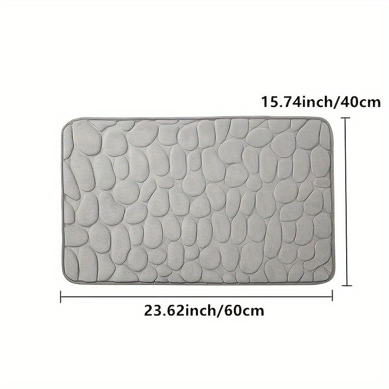 Alfombra de baño de espuma viscoelástica con relieve de adoquines, antideslizante, absorbente y lavable