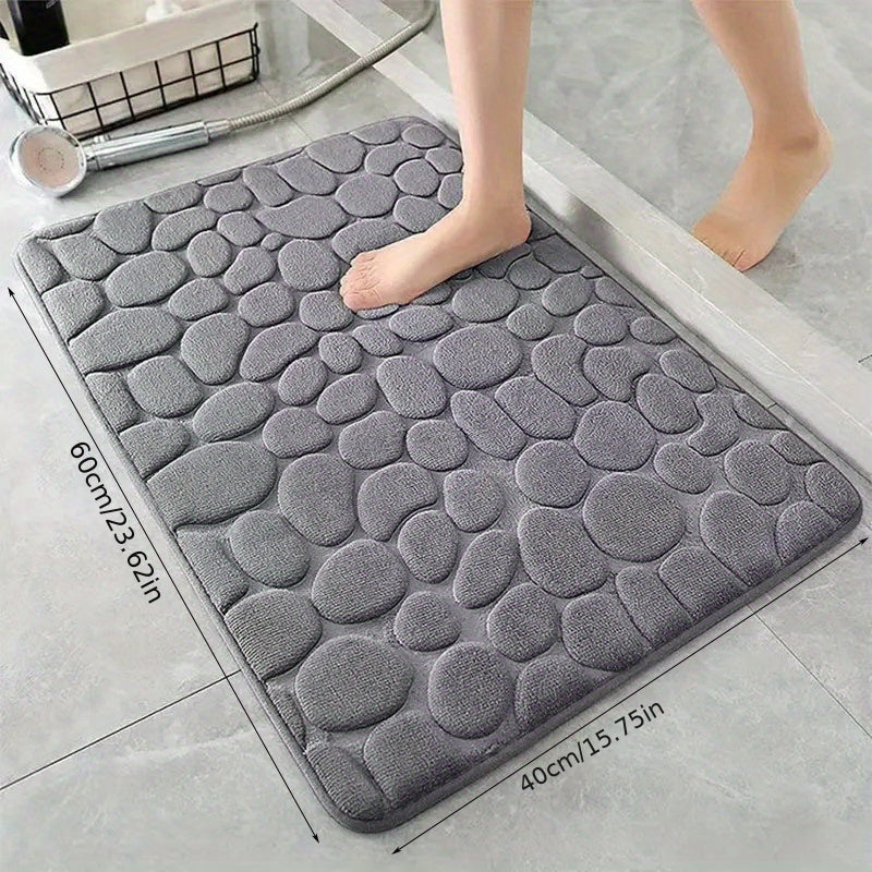 Unisex Memory Foam Cobblestone Bath Mat Non-Slip Absorbent Gray