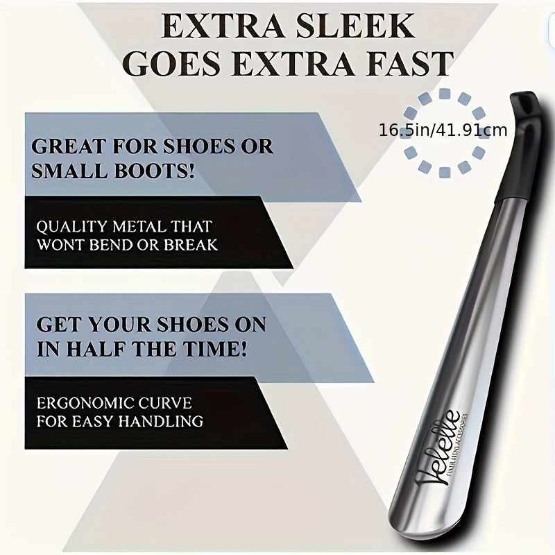 Unisex Stainless Steel Long Shoe Horn 16.5 Inch Easy Grip Shoe Puller