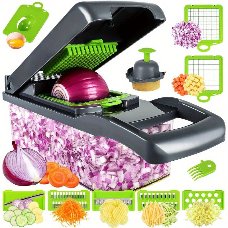 13-in-1 Vegetable Fruit Chopper Slicer with 8 Blades BPA-Free Kitchen Gadget