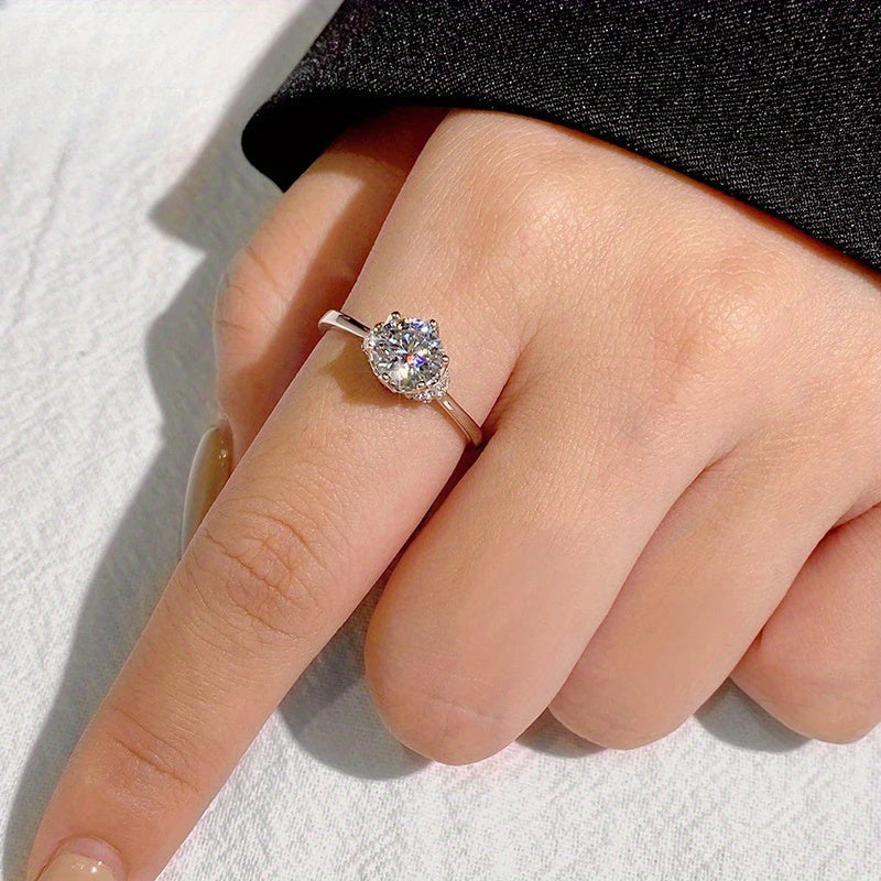 Кольцо из стерлингового серебра с шестиугольной оправой из муассанита 1 карата для женщин