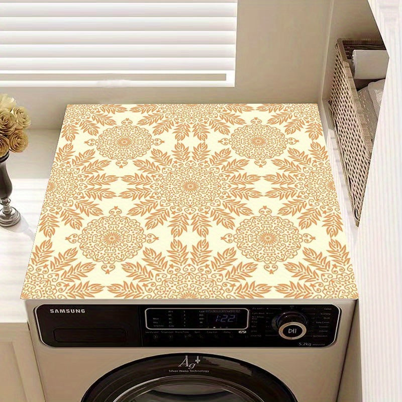 Zamonaviy Gullar Printi Yuvish va Quruq Qopqoq - Tez Quriydigan, Singdiruvchi Himoya Yuvish Qurilmalari Uchun - Nafis Dizayn, Oson Parvarishlash, Oshxona yoki Yuvish Xonasi Dekorasi Uchun Mukammal