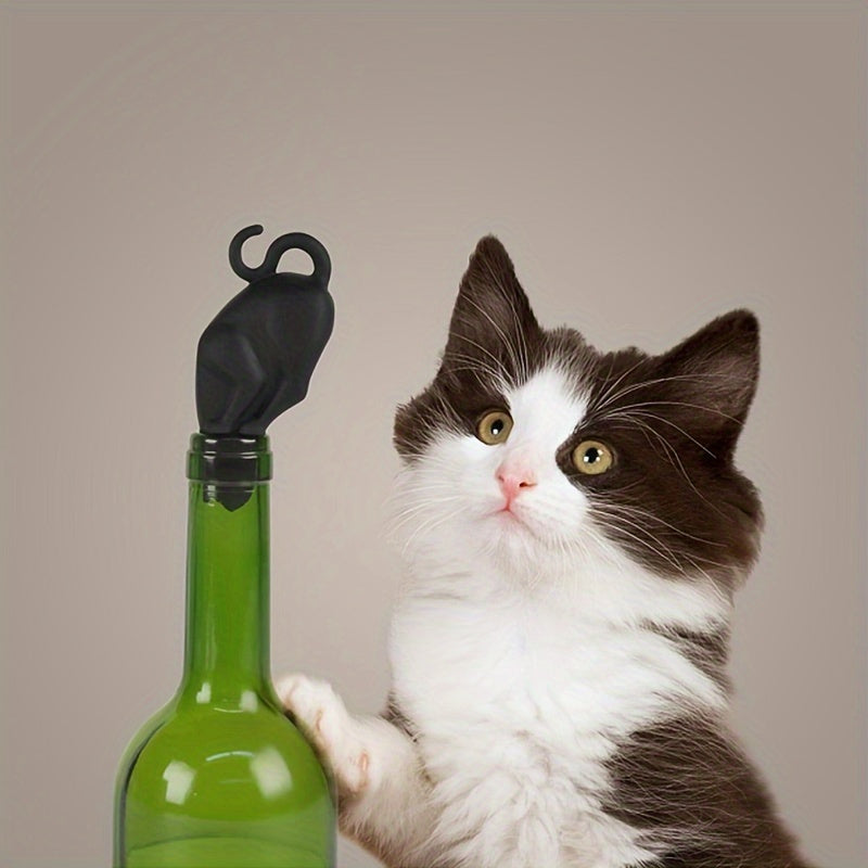Tapón de silicona en forma de gatito para botellas de vino para preservar la frescura