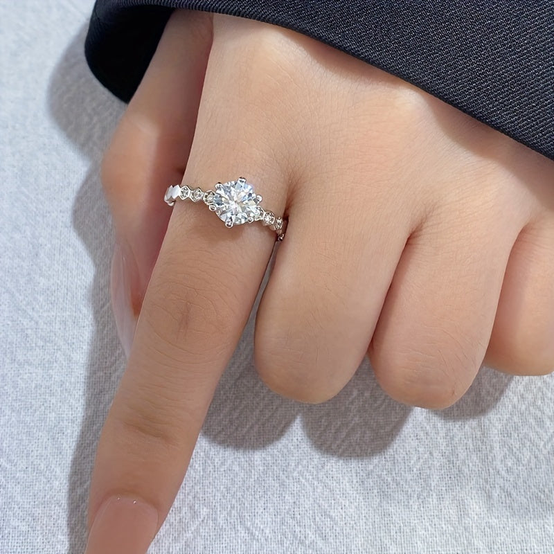 Engagement va sovg‘a uchun 2 karat Moissanit toshli Sterling Silver Honeycomb uzuk