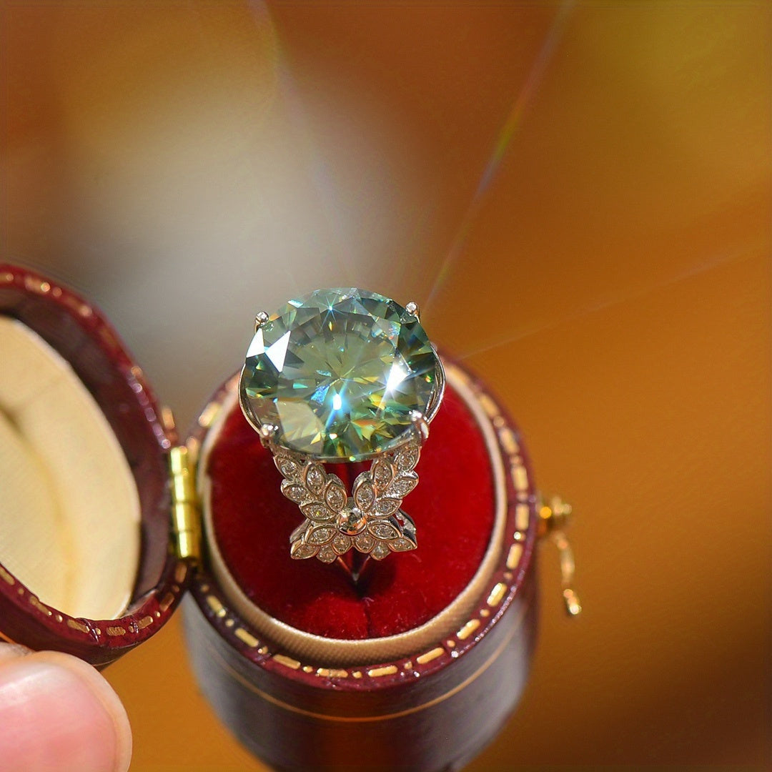 Sterling Silver Bohemian Style 10CT Moissanite Ring for Women Wedding Engagement