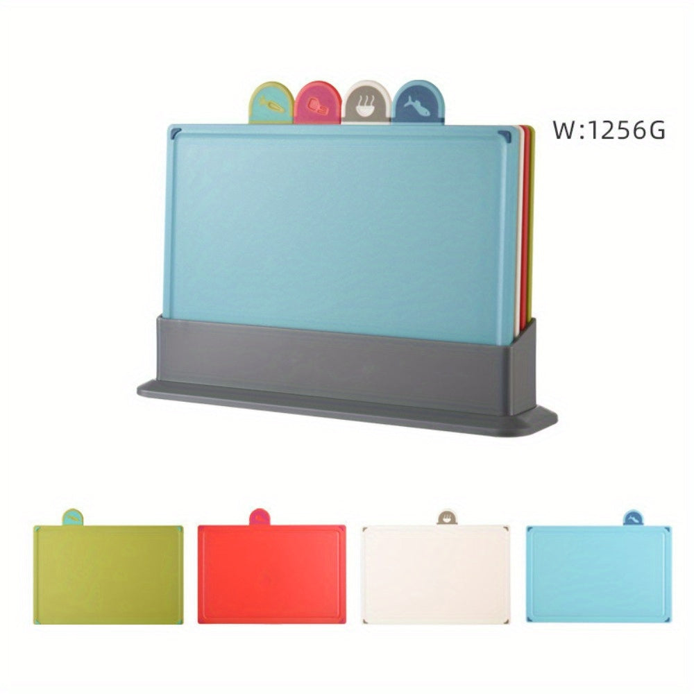 Set of 4 Wheat Straw Plastic Cutting Boards Food Safe Durable PP Kitchen Chopping Boards