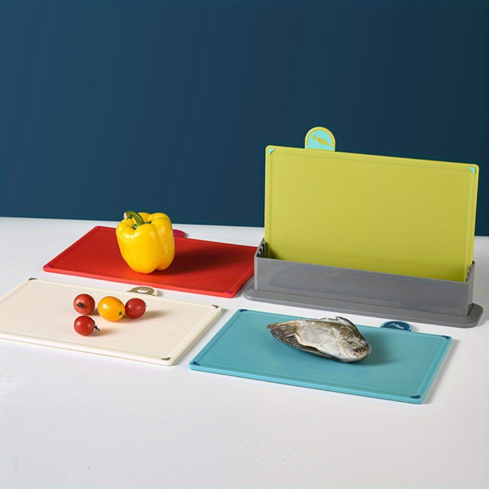 Set of 4 Wheat Straw Plastic Cutting Boards Food Safe Durable PP Kitchen Chopping Boards