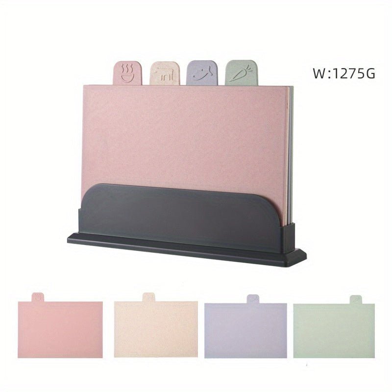 Set of 4 Wheat Straw Plastic Cutting Boards Food Safe Durable PP Kitchen Chopping Boards