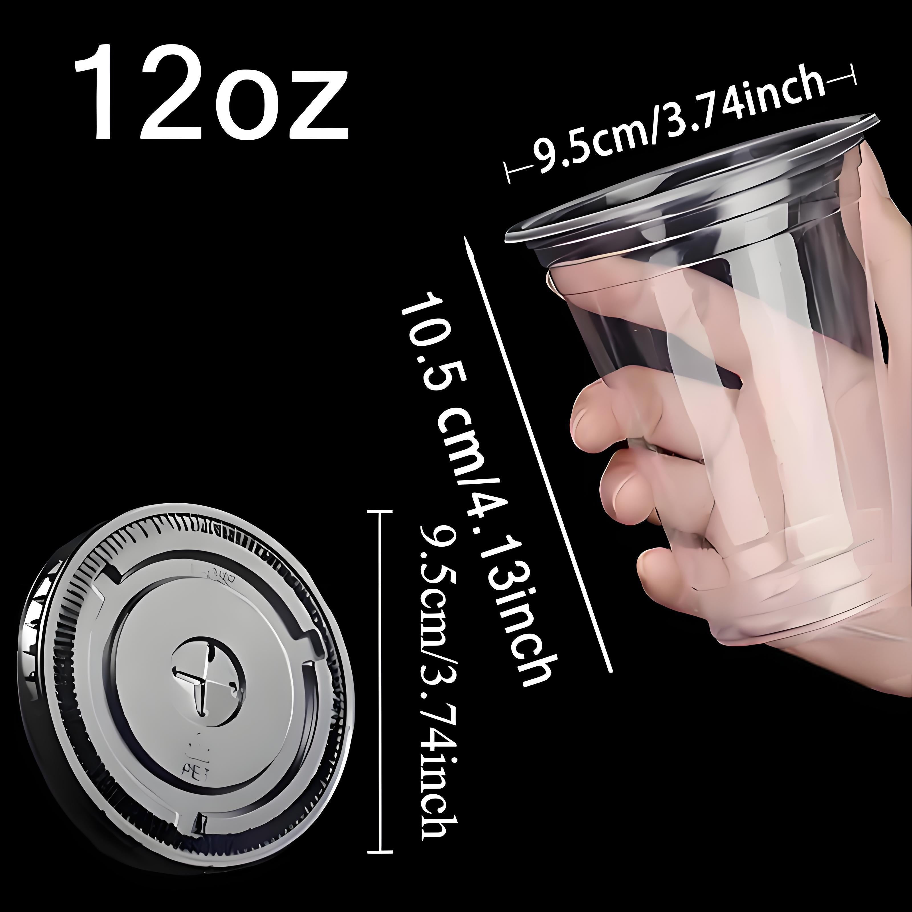 Pack de 50 vasos de plástico desechables transparentes con tapas para fiestas y picnics