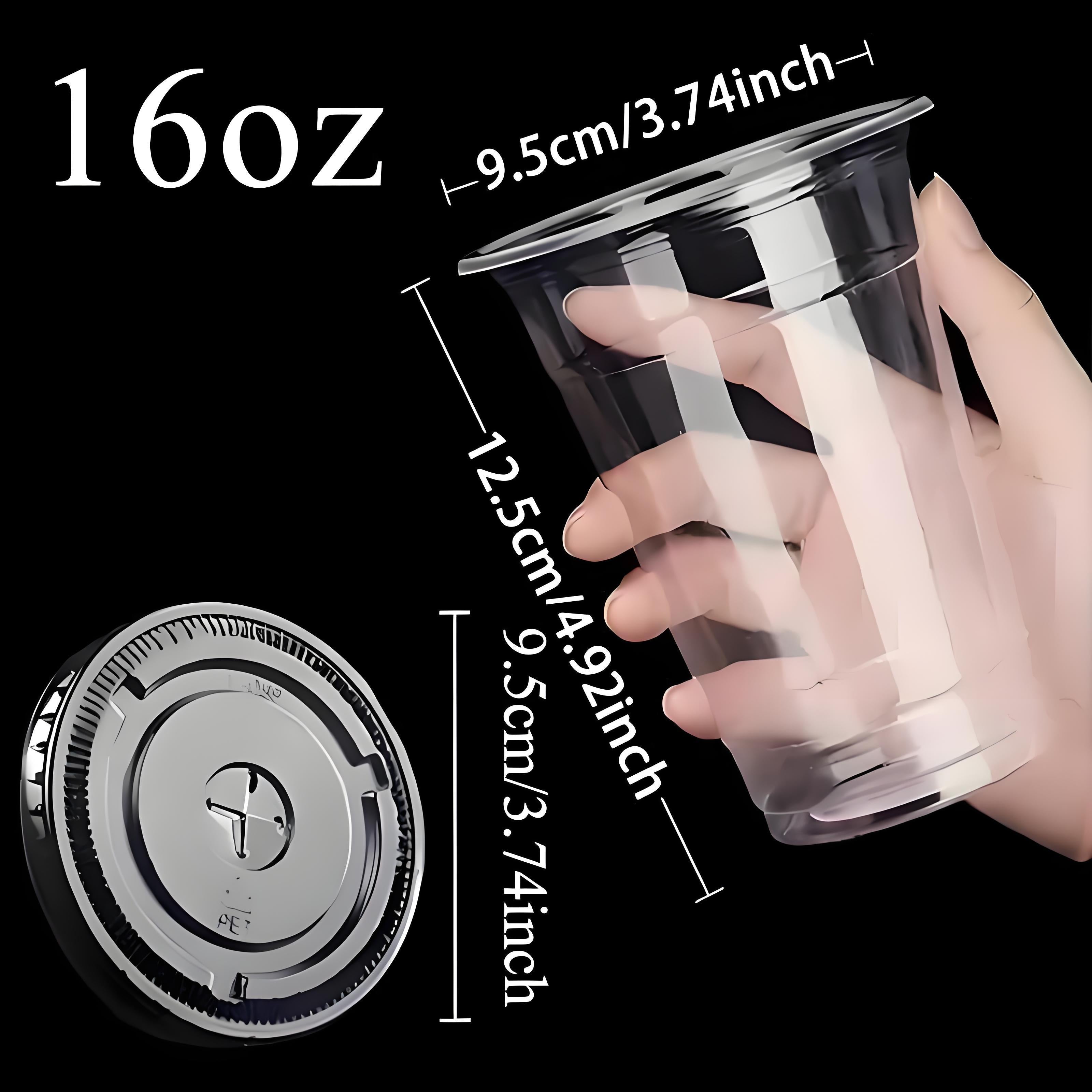 Pack de 50 vasos de plástico desechables transparentes con tapas para fiestas y picnics