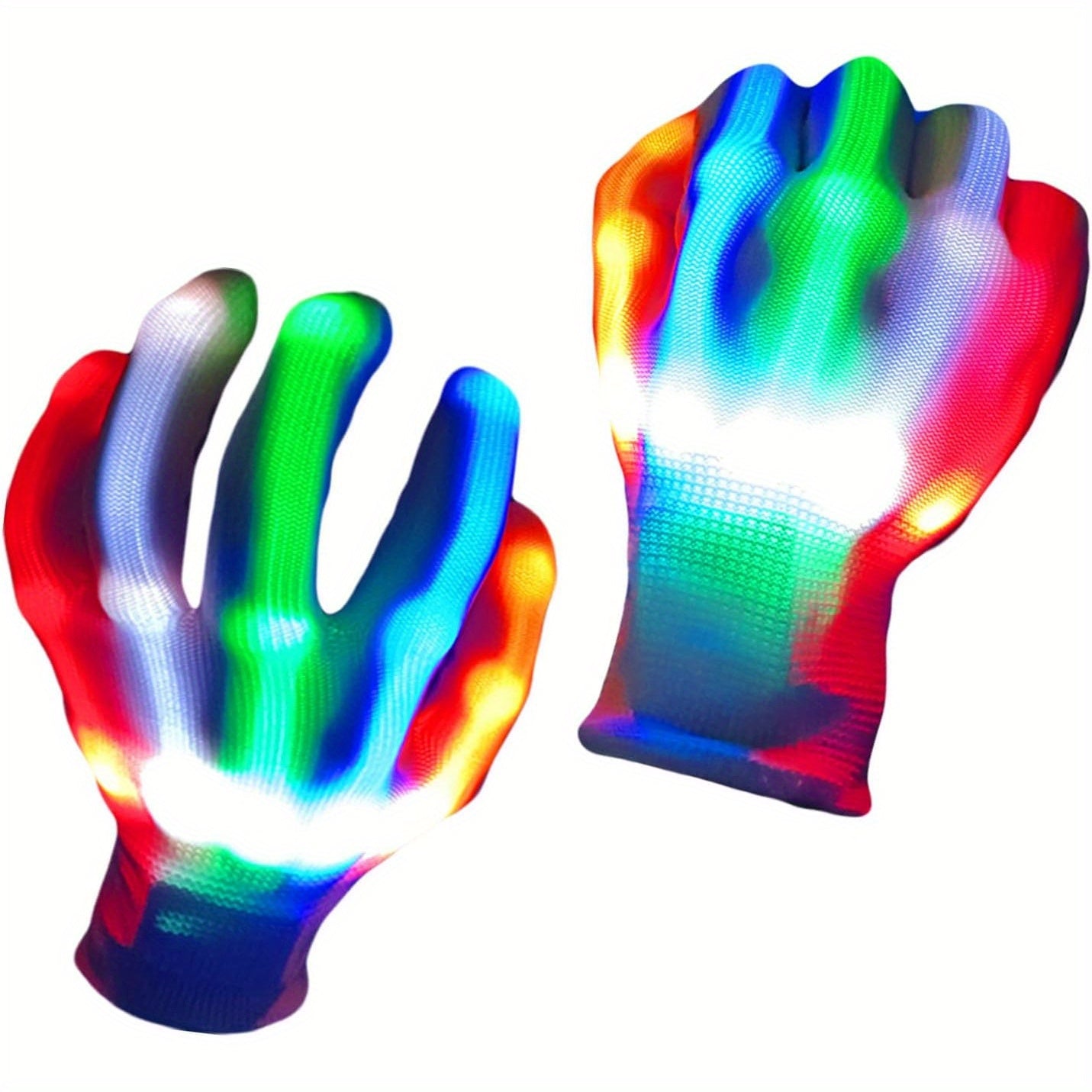 LED Light-Up Gloves for Parties Halloween Christmas 5 Colors 6 Modes Durable Nylon