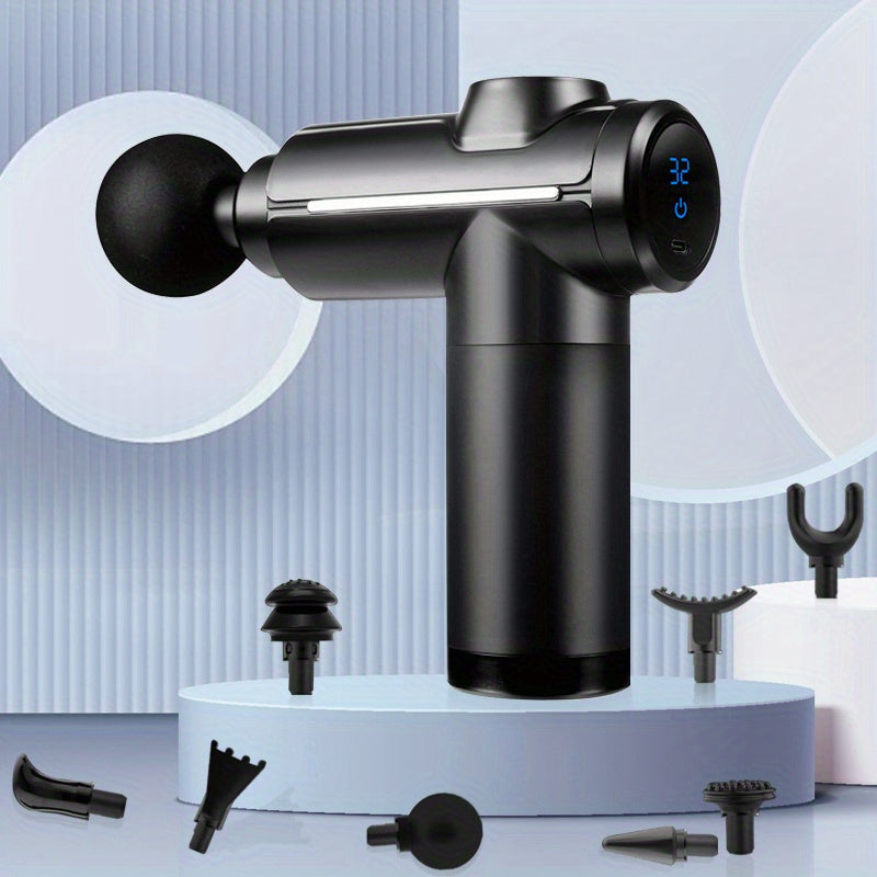 Ultra-Compact Deep Tissue Massage Gun with 8 Heads USB Rechargeable High-Torque Motor