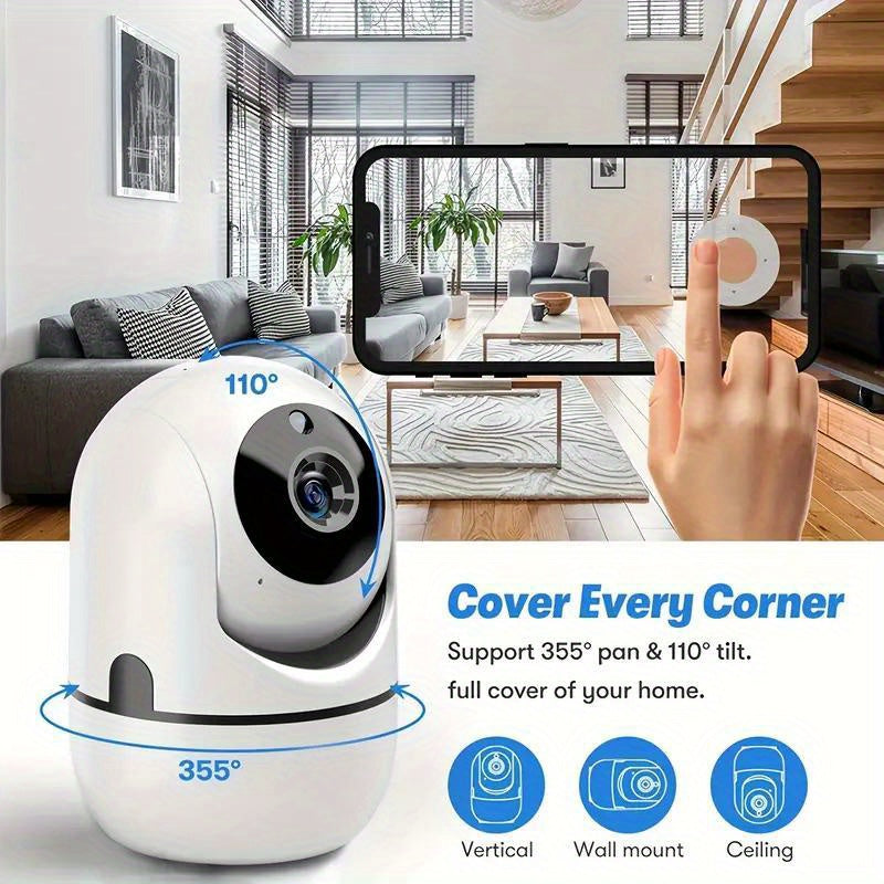 Wireless 1080P Smart Camera with Night Vision Motion Detection Two-Way Audio Pet Monitoring