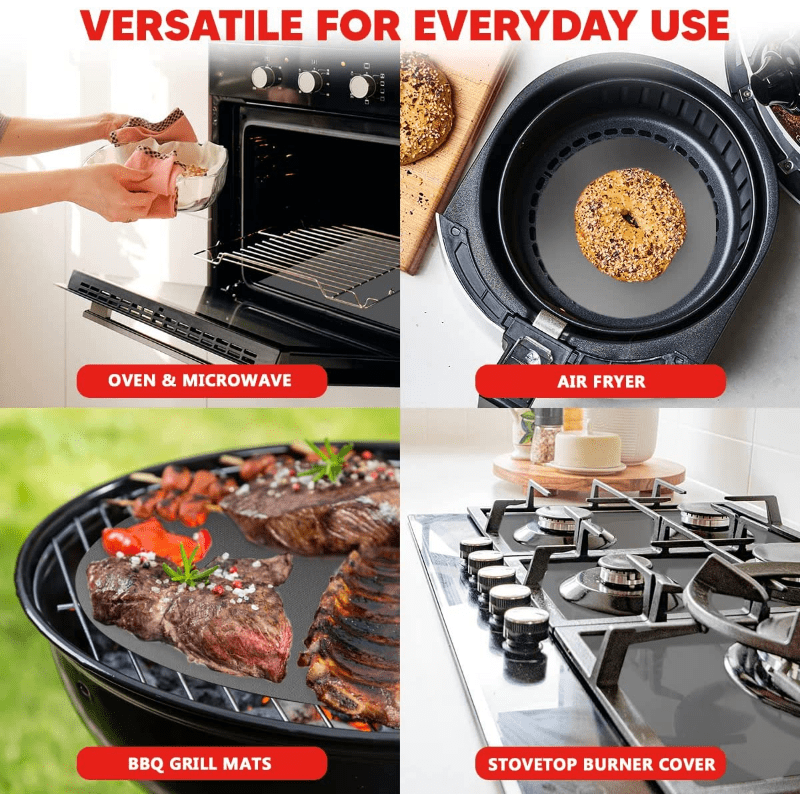 Heavy Duty Non-Stick Oven Liners Set Reusable Baking Grilling BBQ Glass Fiber