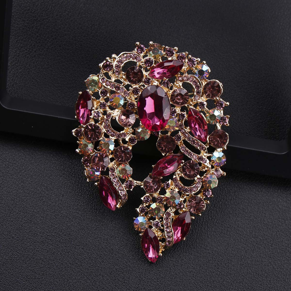 Six Colors Rhinestone Brooches for Women Elegant Jewelry Accessories