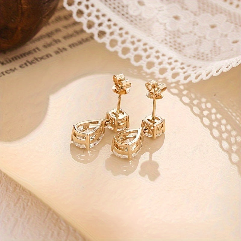 Pearl Drop Earrings with Pear Moissanite Stones for Women and Teens