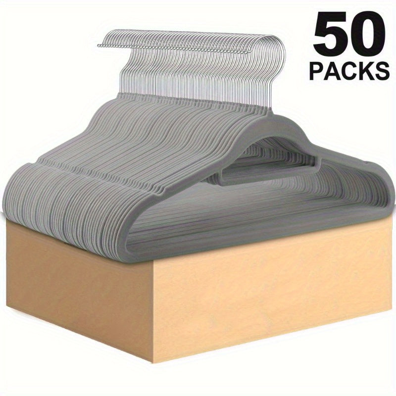 50-Pack Velvet Hangers with Tie Bar Non-Slip Flocked Felt for Coats Pants Dresses and Suits