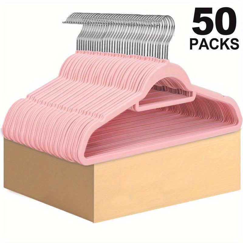50-Pack Velvet Hangers with Tie Bar Non-Slip Flocked Felt for Coats Pants Dresses and Suits