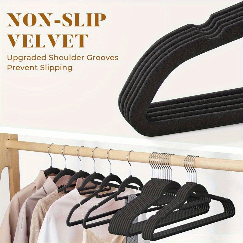 50-Pack Velvet Hangers with Tie Bar Non-Slip Flocked Felt for Coats Pants Dresses and Suits