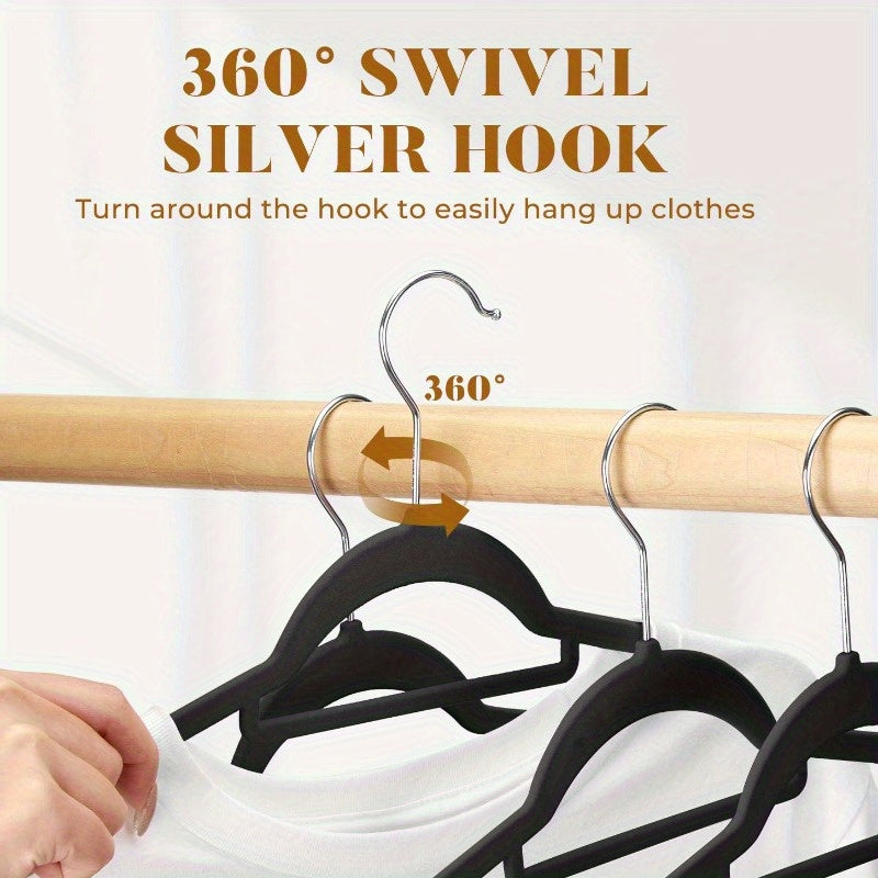 50-Pack Velvet Hangers with Tie Bar Non-Slip Flocked Felt for Coats Pants Dresses and Suits