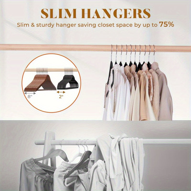 50-Pack Velvet Hangers with Tie Bar Non-Slip Flocked Felt for Coats Pants Dresses and Suits