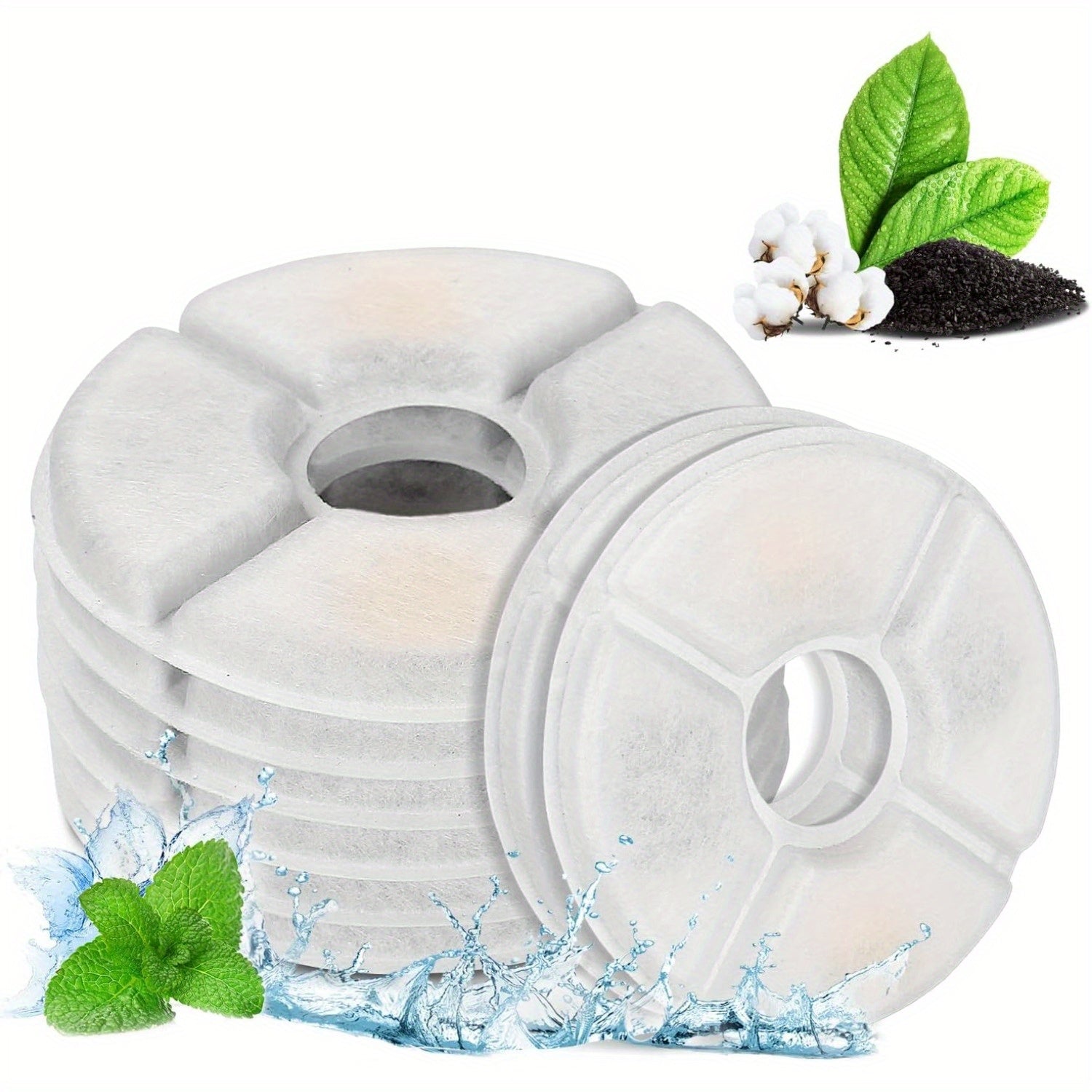 81oz/2.4L doira shaklidagi avtomatik uy hayvonlari suv manbai uchun 3 ta filtr to'plami, almashtirish filtri uchun faol uglerod bilan.