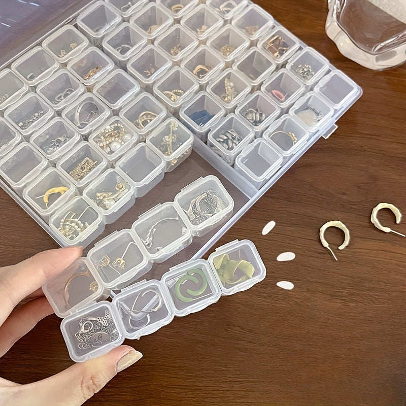 Пластиковая органайзер для украшений с 56 отделениями, прозрачный контейнер для хранения бусин, серег и рукодельных аксессуаров
