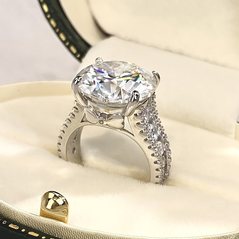 Women's Moissanite Engagement Ring 10ct Silver 18K Gold Plated Wedding Band for Daily Wear and Valentine's Day Gift